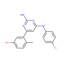 Cc1ccc(O)cc1-c1cc(Nc2ccc(Cl)cc2)nc(N)n1 ZINC000026392284