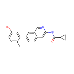 Cc1ccc(O)cc1-c1ccc2cc(NC(=O)C3CC3)ncc2c1 ZINC000169699947