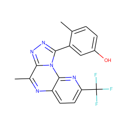 Cc1ccc(O)cc1-c1nnc2c(C)nc3ccc(C(F)(F)F)nc3n12 ZINC000145754796