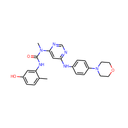 Cc1ccc(O)cc1NC(=O)N(C)c1cc(Nc2ccc(N3CCOCC3)cc2)ncn1 ZINC000036187625