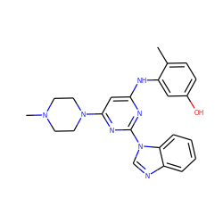 Cc1ccc(O)cc1Nc1cc(N2CCN(C)CC2)nc(-n2cnc3ccccc32)n1 ZINC000028604151