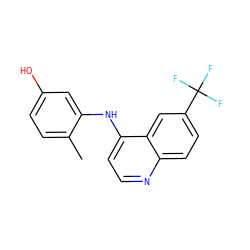 Cc1ccc(O)cc1Nc1ccnc2ccc(C(F)(F)F)cc12 ZINC000033981408