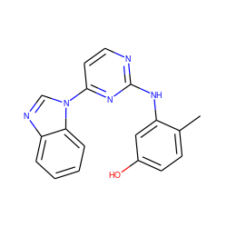 Cc1ccc(O)cc1Nc1nccc(-n2cnc3ccccc32)n1 ZINC000036187684