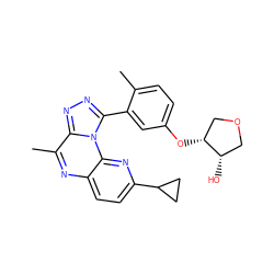 Cc1ccc(O[C@@H]2COC[C@@H]2O)cc1-c1nnc2c(C)nc3ccc(C4CC4)nc3n12 ZINC000145735386