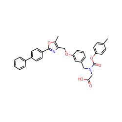 Cc1ccc(OC(=O)N(CC(=O)O)Cc2cccc(OCc3nc(-c4ccc(-c5ccccc5)cc4)oc3C)c2)cc1 ZINC000049781026