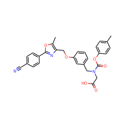 Cc1ccc(OC(=O)N(CC(=O)O)Cc2cccc(OCc3nc(-c4ccc(C#N)cc4)oc3C)c2)cc1 ZINC000049067577