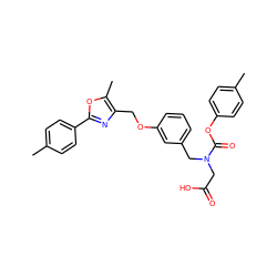 Cc1ccc(OC(=O)N(CC(=O)O)Cc2cccc(OCc3nc(-c4ccc(C)cc4)oc3C)c2)cc1 ZINC000049070602