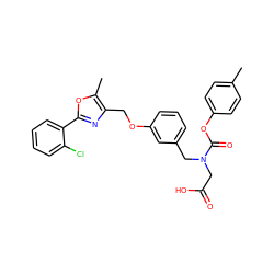 Cc1ccc(OC(=O)N(CC(=O)O)Cc2cccc(OCc3nc(-c4ccccc4Cl)oc3C)c2)cc1 ZINC000049072701