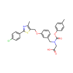 Cc1ccc(OC(=O)N(CC(=O)O)Cc2cccc(OCc3sc(-c4ccc(Cl)cc4)nc3C)c2)cc1 ZINC000049802655