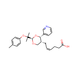 Cc1ccc(OC(C)(C)[C@@H]2OC[C@@H](C/C=C\CCC(=O)O)[C@@H](c3cccnc3)O2)cc1 ZINC000027760767