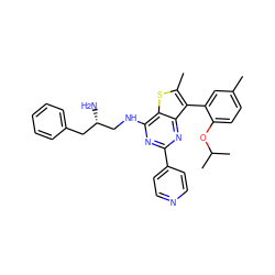 Cc1ccc(OC(C)C)c(-c2c(C)sc3c(NC[C@@H](N)Cc4ccccc4)nc(-c4ccncc4)nc23)c1 ZINC000223677639