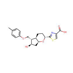 Cc1ccc(OC[C@H]2[C@H](O)C[C@@H]3O[C@@H](c4nc(C(=O)O)cs4)CC[C@@H]32)cc1 ZINC000653878768