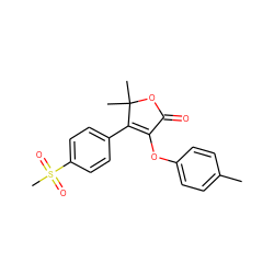 Cc1ccc(OC2=C(c3ccc(S(C)(=O)=O)cc3)C(C)(C)OC2=O)cc1 ZINC000026851842