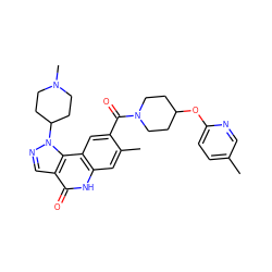 Cc1ccc(OC2CCN(C(=O)c3cc4c(cc3C)[nH]c(=O)c3cnn(C5CCN(C)CC5)c34)CC2)nc1 ZINC000113902310