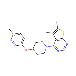 Cc1ccc(OC2CCN(c3ncnc4sc(C)c(C)c34)CC2)cn1 ZINC000653821016