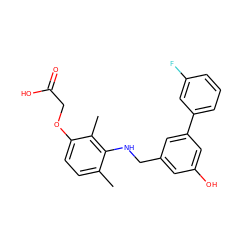 Cc1ccc(OCC(=O)O)c(C)c1NCc1cc(O)cc(-c2cccc(F)c2)c1 ZINC000218872032