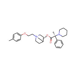 Cc1ccc(OCC[N+]23CCC(CC2)[C@@H](OC(=O)[C@](C)(c2ccccc2)N2CCCCC2)C3)cc1 ZINC000073164235