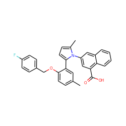 Cc1ccc(OCc2ccc(F)cc2)c(-c2ccc(C)n2-c2cc(C(=O)O)c3ccccc3c2)c1 ZINC000028707756