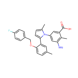 Cc1ccc(OCc2ccc(F)cc2)c(-c2ccc(C)n2-c2cc(N)c(C)c(C(=O)O)c2)c1 ZINC000028707719