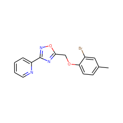 Cc1ccc(OCc2nc(-c3ccccn3)no2)c(Br)c1 ZINC000002954384