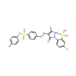 Cc1ccc(OS(=O)(=O)c2ccc(/N=N/c3c(C)[nH]n(-c4ccc(Cl)cc4S(=O)(=O)O)c3=O)cc2)cc1 ZINC000169330016