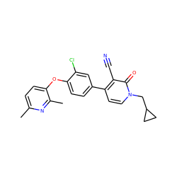 Cc1ccc(Oc2ccc(-c3ccn(CC4CC4)c(=O)c3C#N)cc2Cl)c(C)n1 ZINC000084669961