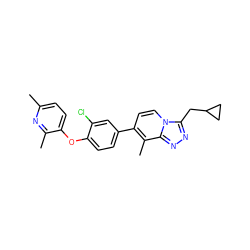 Cc1ccc(Oc2ccc(-c3ccn4c(CC5CC5)nnc4c3C)cc2Cl)c(C)n1 ZINC000114485745