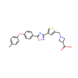 Cc1ccc(Oc2ccc(-c3nc(-c4csc(CN5CC(C(=O)O)C5)c4)no3)cc2)cc1 ZINC000073258537