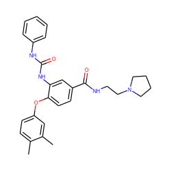 Cc1ccc(Oc2ccc(C(=O)NCCN3CCCC3)cc2NC(=O)Nc2ccccc2)cc1C ZINC000003948544