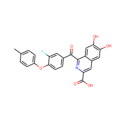 Cc1ccc(Oc2ccc(C(=O)c3nc(C(=O)O)cc4cc(O)c(O)cc34)cc2F)cc1 ZINC000003815870