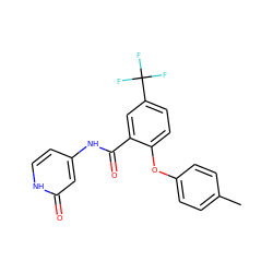 Cc1ccc(Oc2ccc(C(F)(F)F)cc2C(=O)Nc2cc[nH]c(=O)c2)cc1 ZINC000143187015