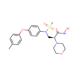 Cc1ccc(Oc2ccc(N(C[C@@H](C(=O)NO)N3CCOCC3)S(C)(=O)=O)cc2)cc1 ZINC000029039950