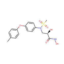 Cc1ccc(Oc2ccc(N(C[C@@H](O)C(=O)NO)S(C)(=O)=O)cc2)cc1 ZINC000029128138