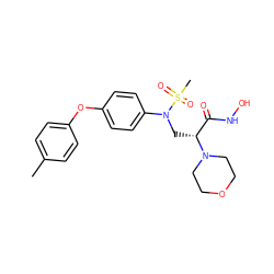 Cc1ccc(Oc2ccc(N(C[C@H](C(=O)NO)N3CCOCC3)S(C)(=O)=O)cc2)cc1 ZINC000029039946