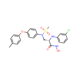 Cc1ccc(Oc2ccc(N(C[C@H](Nc3cccc(Cl)c3)C(=O)NO)S(C)(=O)=O)cc2)cc1 ZINC000029039772