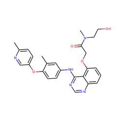 Cc1ccc(Oc2ccc(Nc3ncnc4cccc(OCC(=O)N(C)CCO)c34)cc2C)cn1 ZINC000029129795