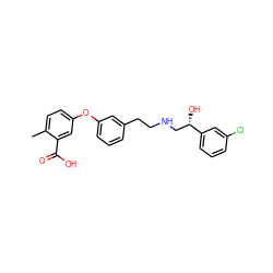 Cc1ccc(Oc2cccc(CCNC[C@H](O)c3cccc(Cl)c3)c2)cc1C(=O)O ZINC000045495825