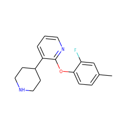 Cc1ccc(Oc2ncccc2C2CCNCC2)c(F)c1 ZINC000045367275