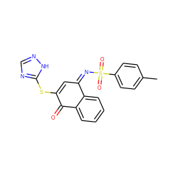 Cc1ccc(S(=O)(=O)/N=C2/C=C(Sc3ncn[nH]3)C(=O)c3ccccc32)cc1 ZINC000100480724