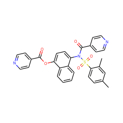 Cc1ccc(S(=O)(=O)N(C(=O)c2ccncc2)c2ccc(OC(=O)c3ccncc3)c3ccccc23)c(C)c1 ZINC000000645609