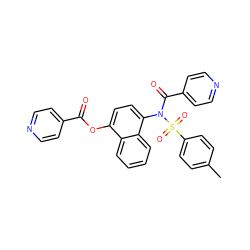 Cc1ccc(S(=O)(=O)N(C(=O)c2ccncc2)c2ccc(OC(=O)c3ccncc3)c3ccccc23)cc1 ZINC000008683930