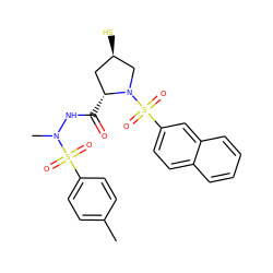 Cc1ccc(S(=O)(=O)N(C)NC(=O)[C@@H]2C[C@@H](S)CN2S(=O)(=O)c2ccc3ccccc3c2)cc1 ZINC000003944147