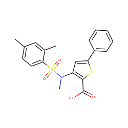 Cc1ccc(S(=O)(=O)N(C)c2cc(-c3ccccc3)sc2C(=O)O)c(C)c1 ZINC000013589571