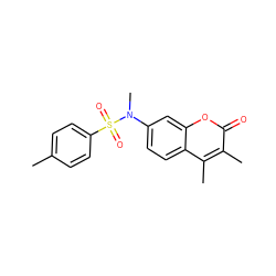 Cc1ccc(S(=O)(=O)N(C)c2ccc3c(C)c(C)c(=O)oc3c2)cc1 ZINC000036471350