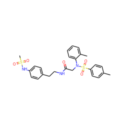 Cc1ccc(S(=O)(=O)N(CC(=O)NCCc2ccc(NS(C)(=O)=O)cc2)c2ccccc2C)cc1 ZINC000028890569