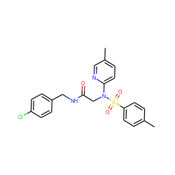 Cc1ccc(S(=O)(=O)N(CC(=O)NCc2ccc(Cl)cc2)c2ccc(C)cn2)cc1 ZINC000028890906