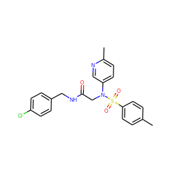 Cc1ccc(S(=O)(=O)N(CC(=O)NCc2ccc(Cl)cc2)c2ccc(C)nc2)cc1 ZINC000028890861