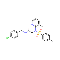 Cc1ccc(S(=O)(=O)N(CC(=O)NCc2ccc(Cl)cc2)c2ncccc2C)cc1 ZINC000028890856