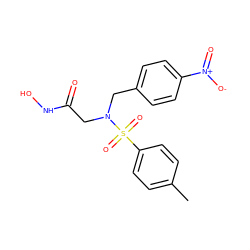 Cc1ccc(S(=O)(=O)N(CC(=O)NO)Cc2ccc([N+](=O)[O-])cc2)cc1 ZINC000013808263