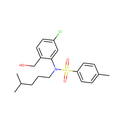 Cc1ccc(S(=O)(=O)N(CCCC(C)C)c2cc(Cl)ccc2CO)cc1 ZINC000028823147